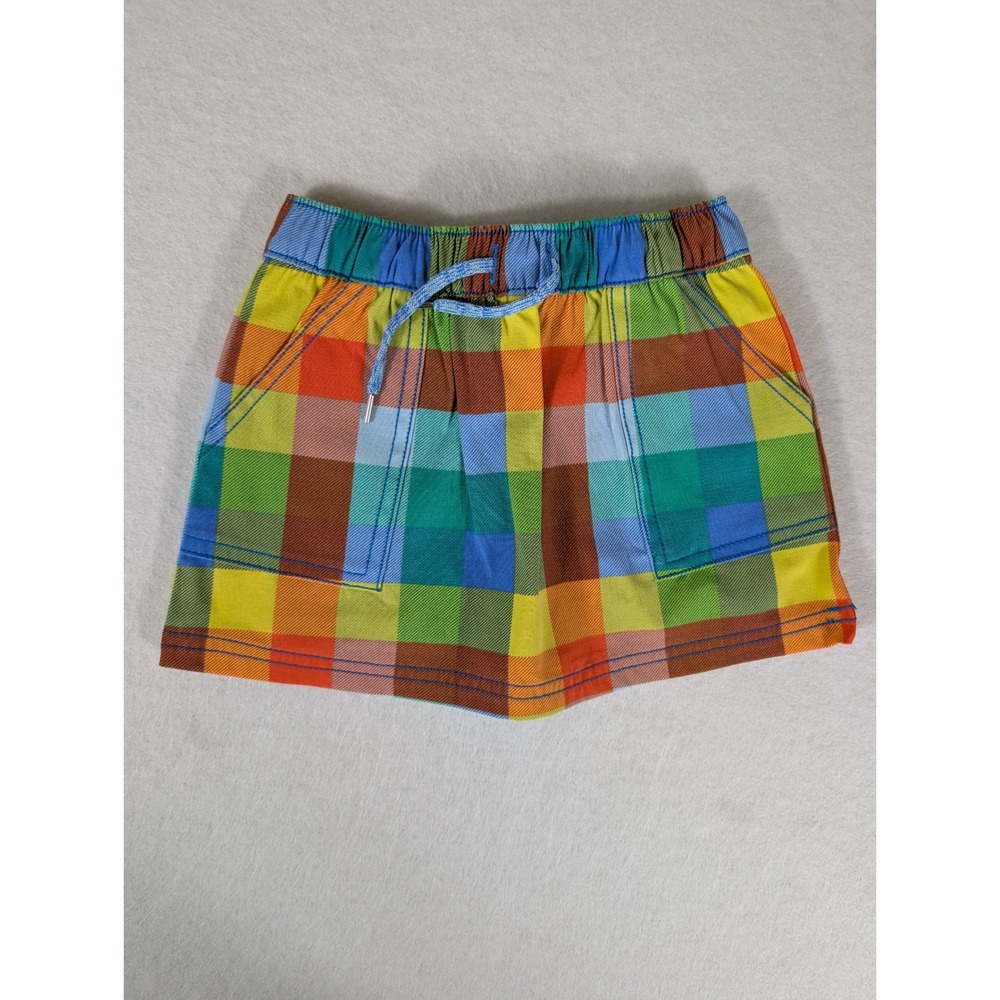 Hanna Andersson Rainbow Plaid Skort Kids 2T Multicolor Check Drawstring Pockets